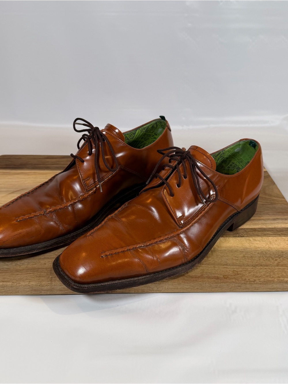 Paul Smith Men's Magnum Patten Cognac Brown Leather Derby Shoes Size 9 43